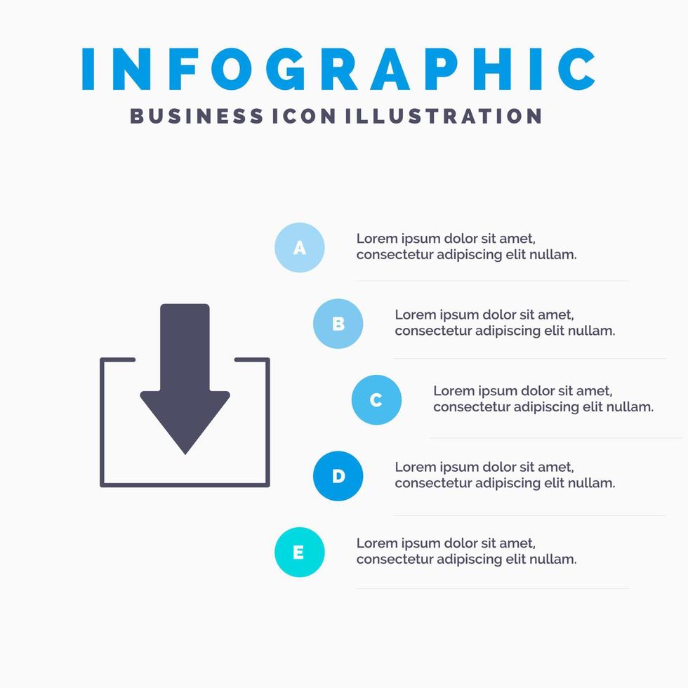 flecha hacia abajo descargar icono sólido infografía 5 pasos presentación antecedentes vector