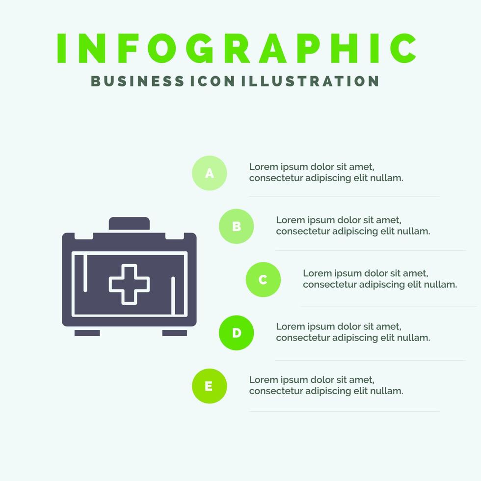 Bag Health bag Motivation Solid Icon Infographics 5 Steps Presentation Background vector