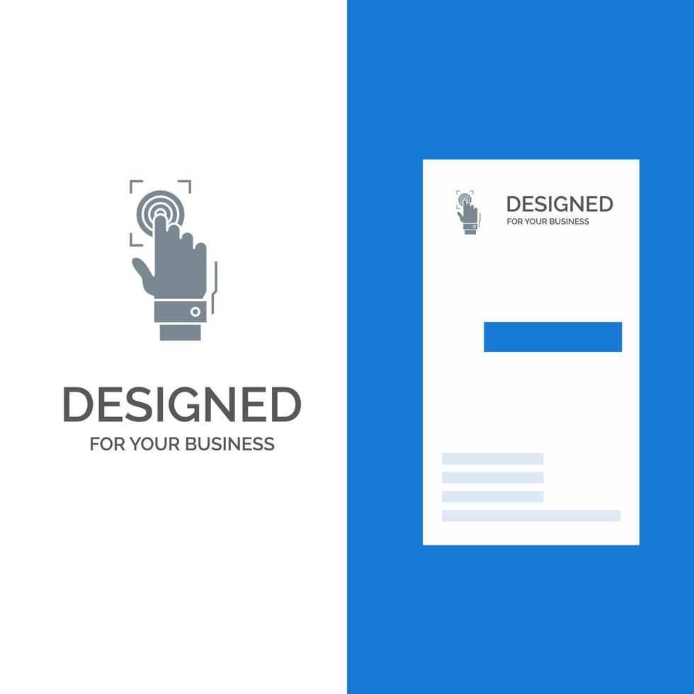 Fingerprint Identity Recognition Scan Scanner Scanning Grey Logo Design and Business Card Template vector