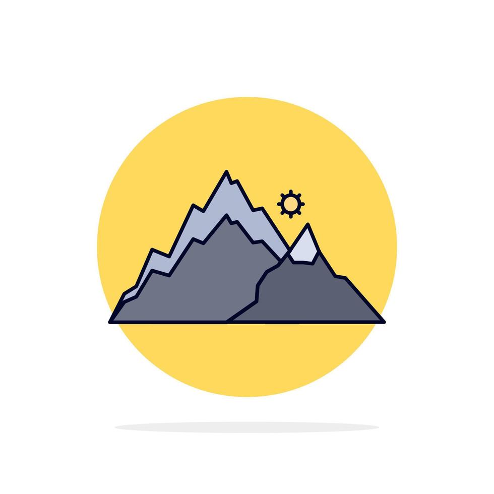 mountain landscape hill nature tree Flat Color Icon Vector