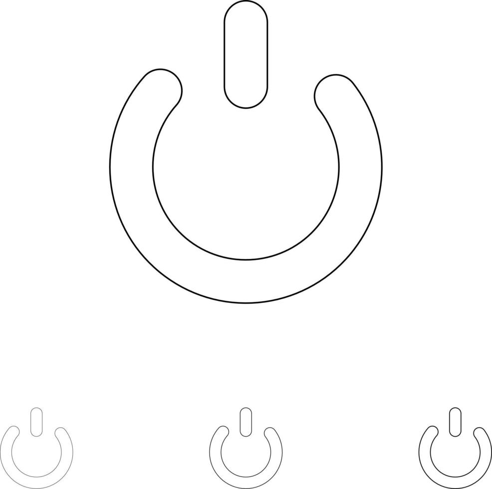 Button Off On Power Bold and thin black line icon set vector