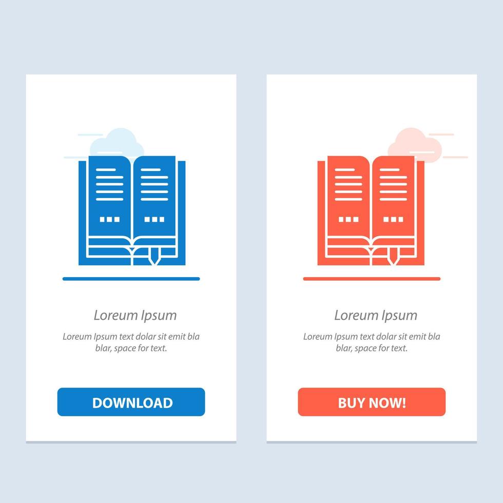 Book Education Open  Blue and Red Download and Buy Now web Widget Card Template vector