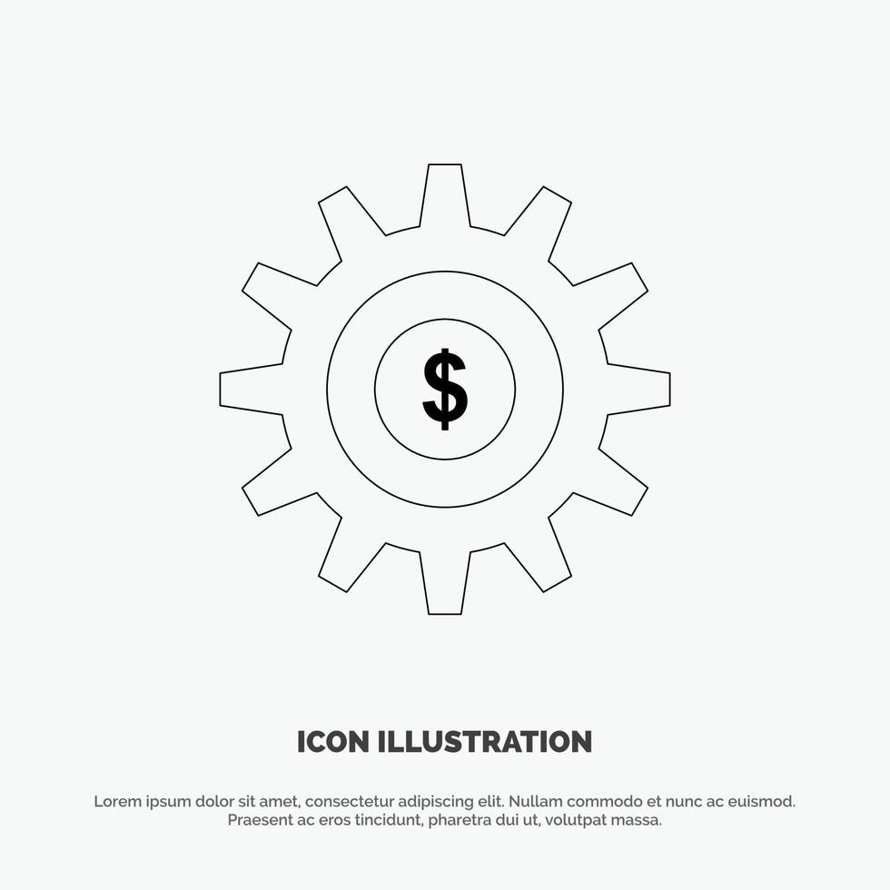 Gear Setting Money Success Line Icon Vector