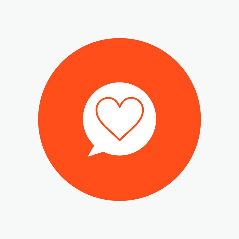 Chat Love Heart white glyph icon vector