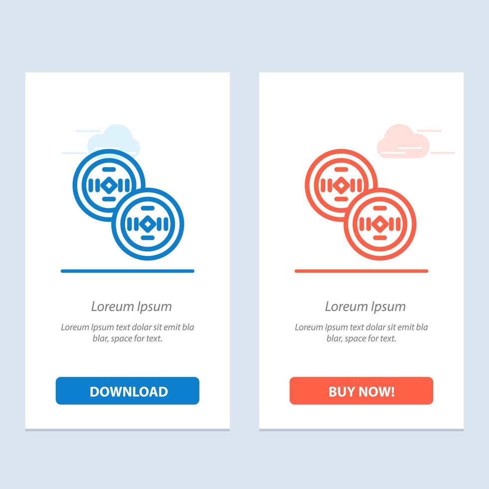 Coins China Chinese  Blue and Red Download and Buy Now web Widget Card Template vector