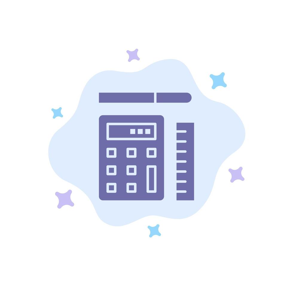 Pen Calculator Scale Education Blue Icon on Abstract Cloud Background vector