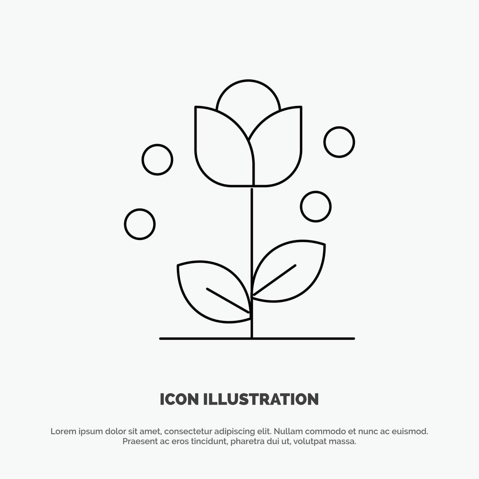 Flora Floral Flower Nature Spring Line Icon Vector