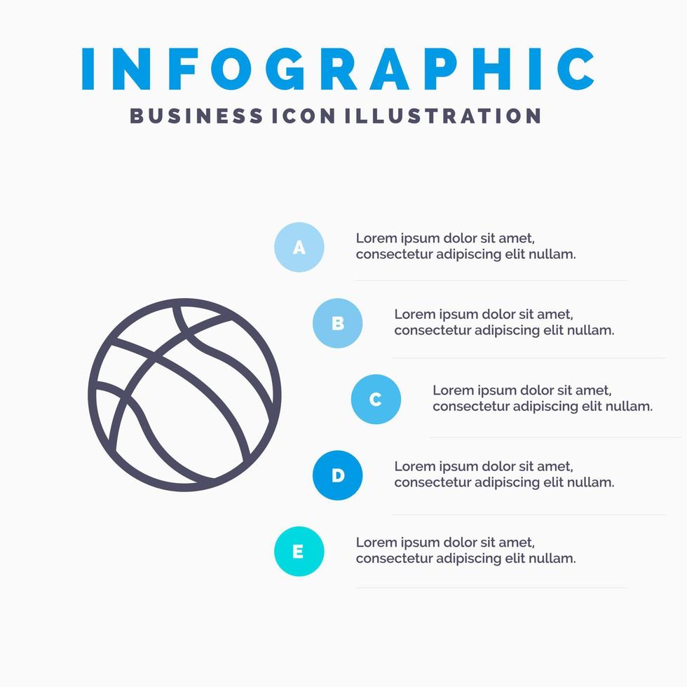 Ball Basketball Nba Sport Line icon with 5 steps presentation infographics Background vector