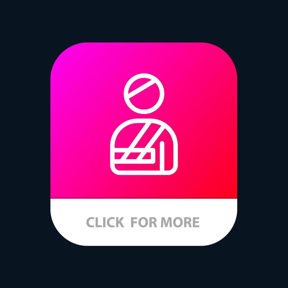 usuario del paciente lesionado botón de la aplicación móvil del hospital versión de línea de android e ios vector