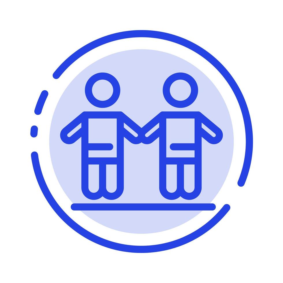 Best Friends Friendship Group Blue Dotted Line Line Icon vector