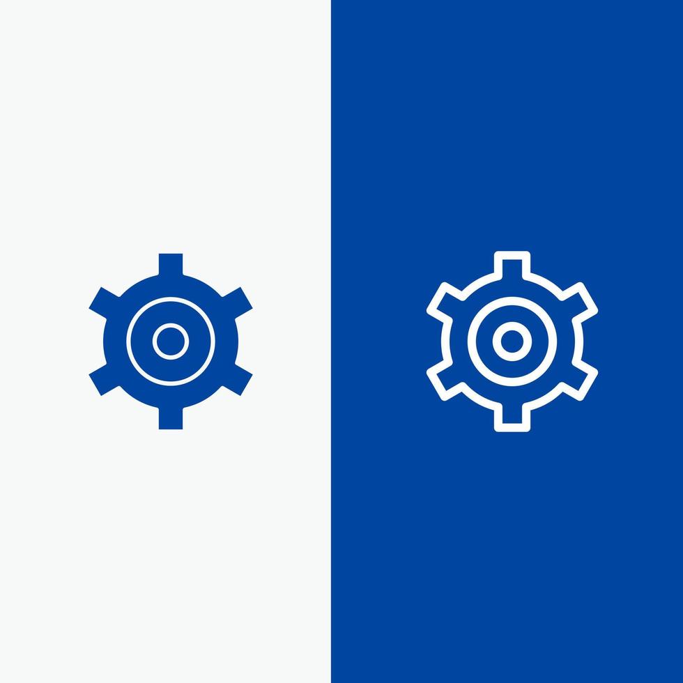 Gear Setting Cogs Line and Glyph Solid icon Blue banner Line and Glyph Solid icon Blue banner vector