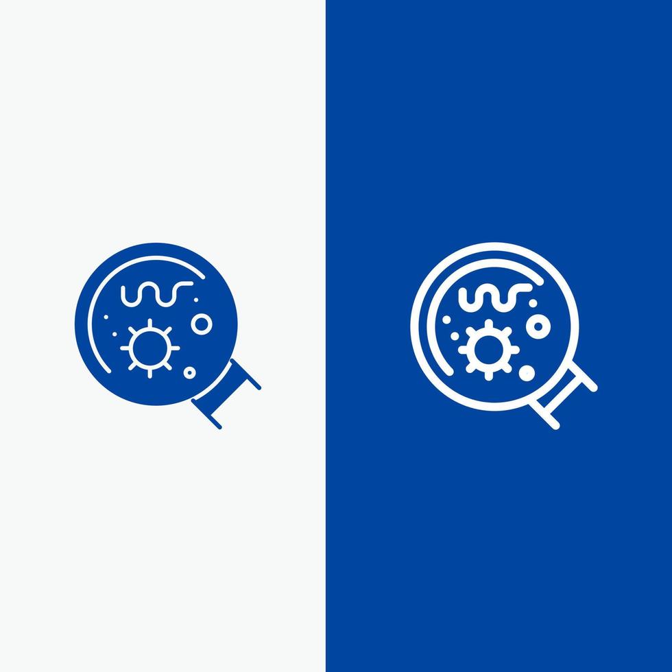 Germs Laboratory Magnifier Science Line and Glyph Solid icon Blue banner Line and Glyph Solid icon Blue banner vector