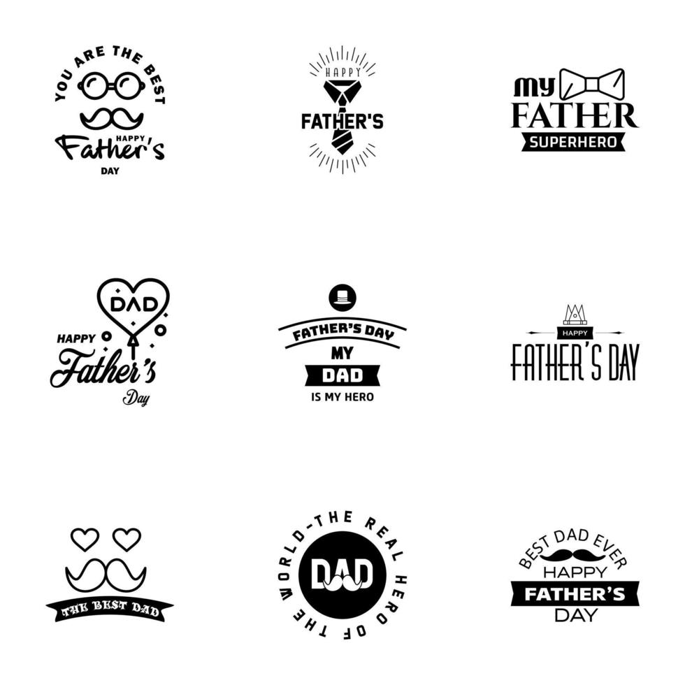 feliz día del padre apreciación vector texto banner 9 fondo negro para carteles volantes marketing tarjetas de felicitación elementos de diseño vectorial editables