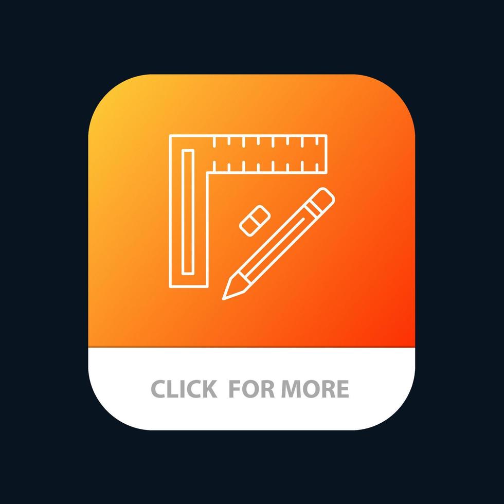 Ruler Construction Pencil Repair Design Mobile App Button Android and IOS Line Version vector