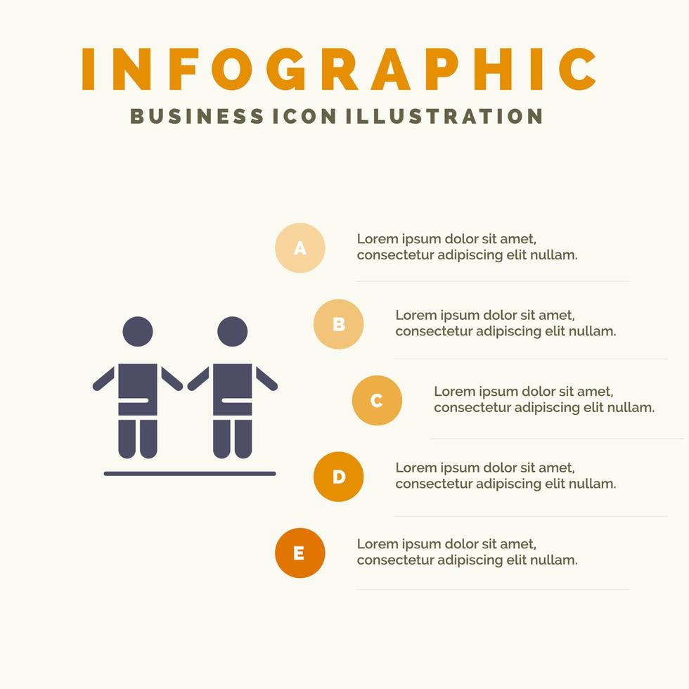 mejores amigos amistad grupo sólido icono infografía 5 pasos presentación antecedentes vector