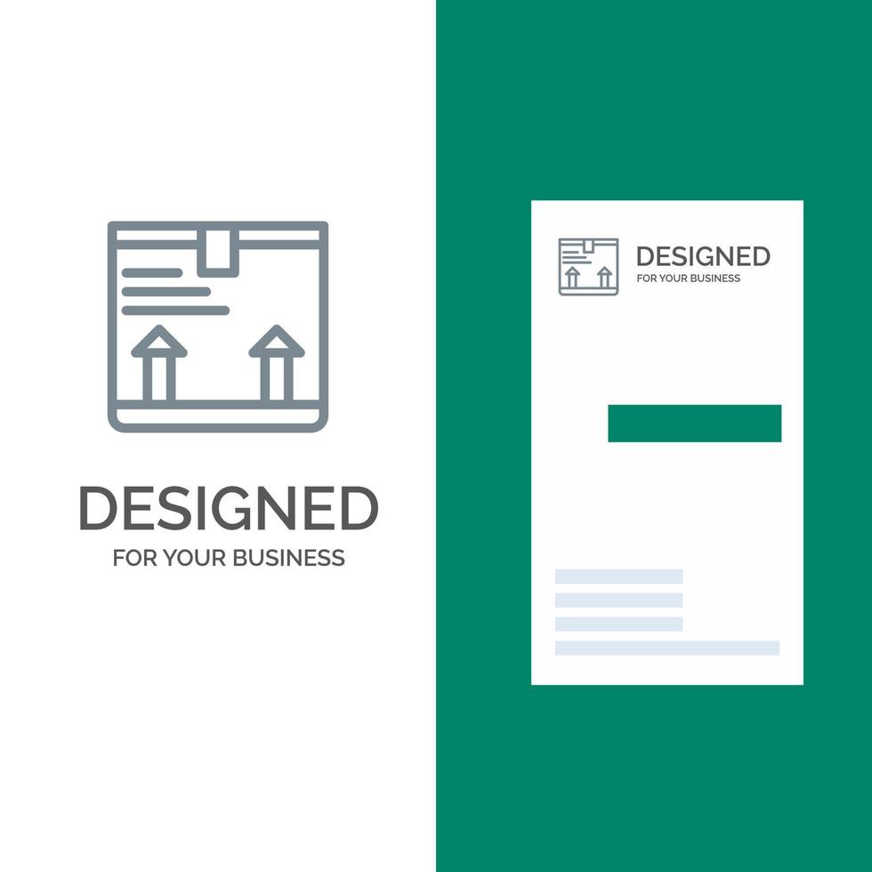 Deliver Box Arrow Up Grey Logo Design and Business Card Template vector