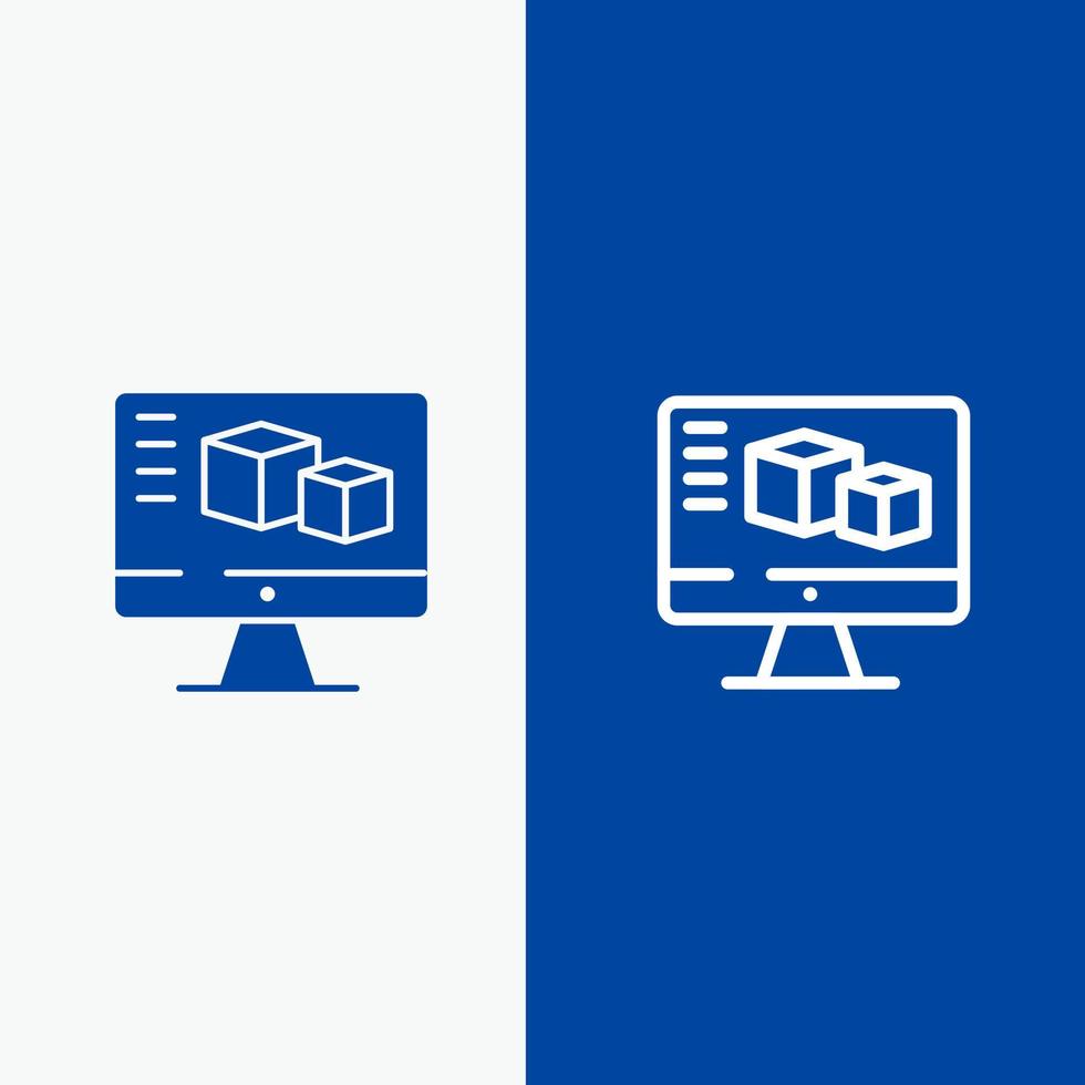 Computer Monitor Box Computing Line and Glyph Solid icon Blue banner vector