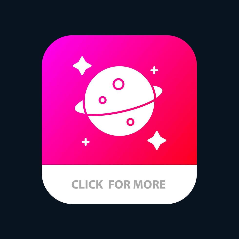 botón de aplicación móvil planet saturn space versión de glifo de android e ios vector