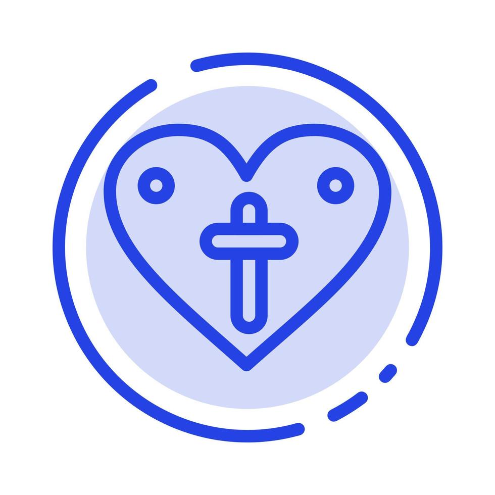 Heart Love Easter Loves Blue Dotted Line Line Icon vector