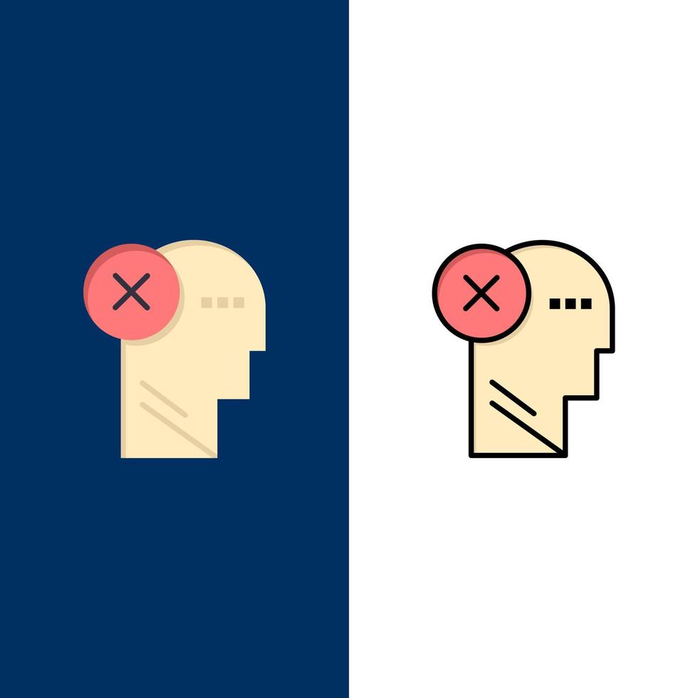 Brain Failure Head Human Mark Mind Thinking  Icons Flat and Line Filled Icon Set Vector Blue Background