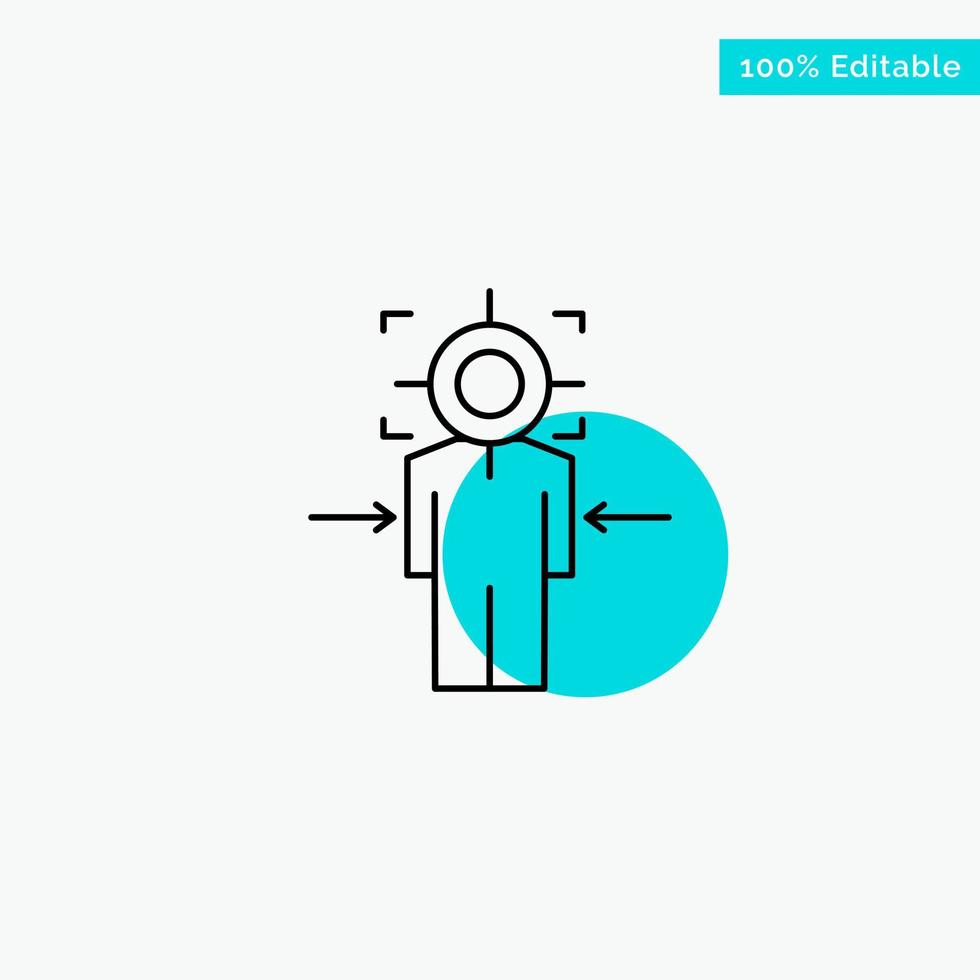 Man Focus Target Achieve Goal turquoise highlight circle point Vector icon