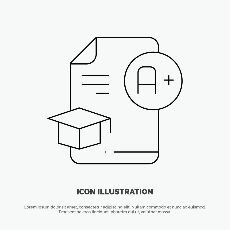 Document Cap Education Graduation A Line Icon Vector