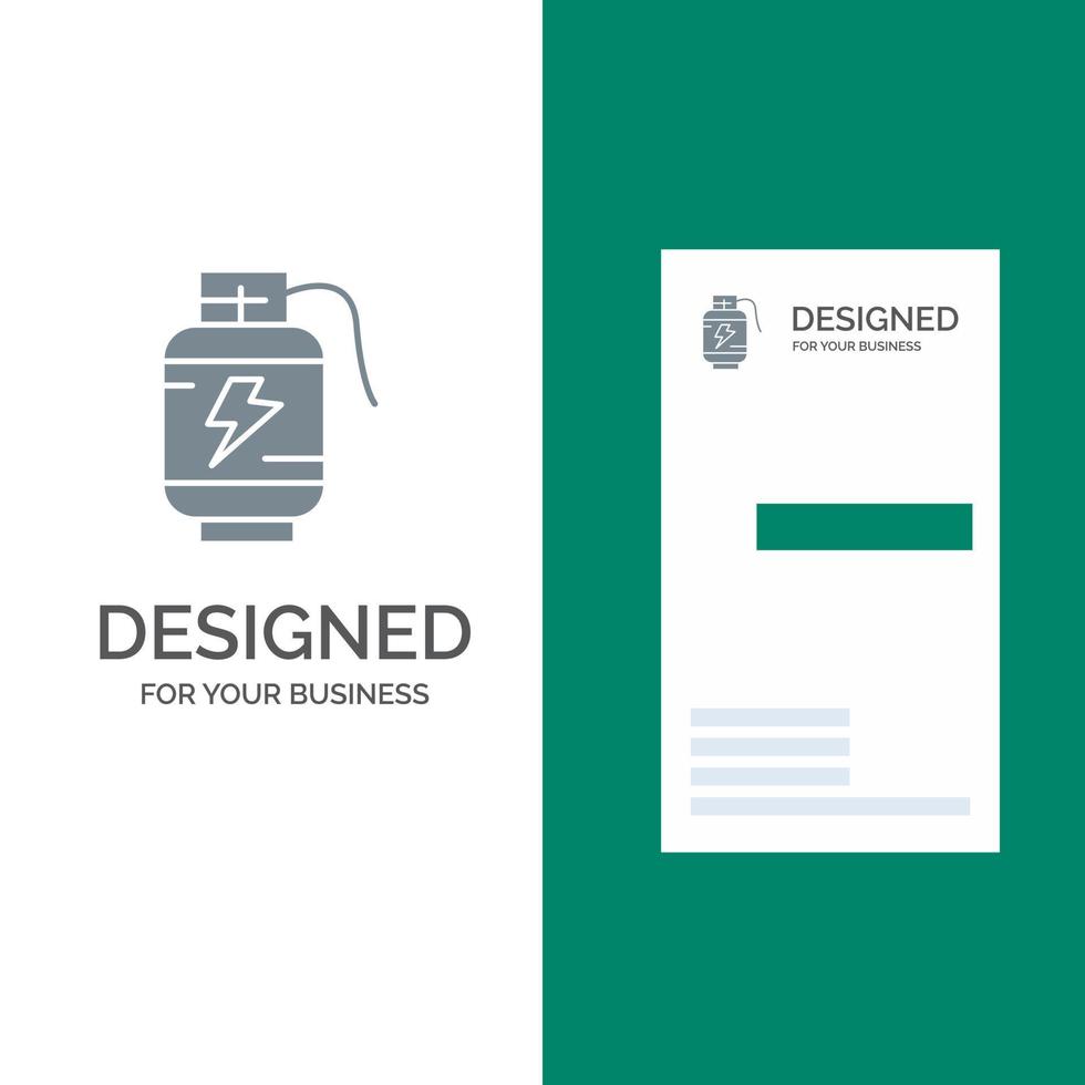 Accumulator Battery Power Charge Grey Logo Design and Business Card Template vector