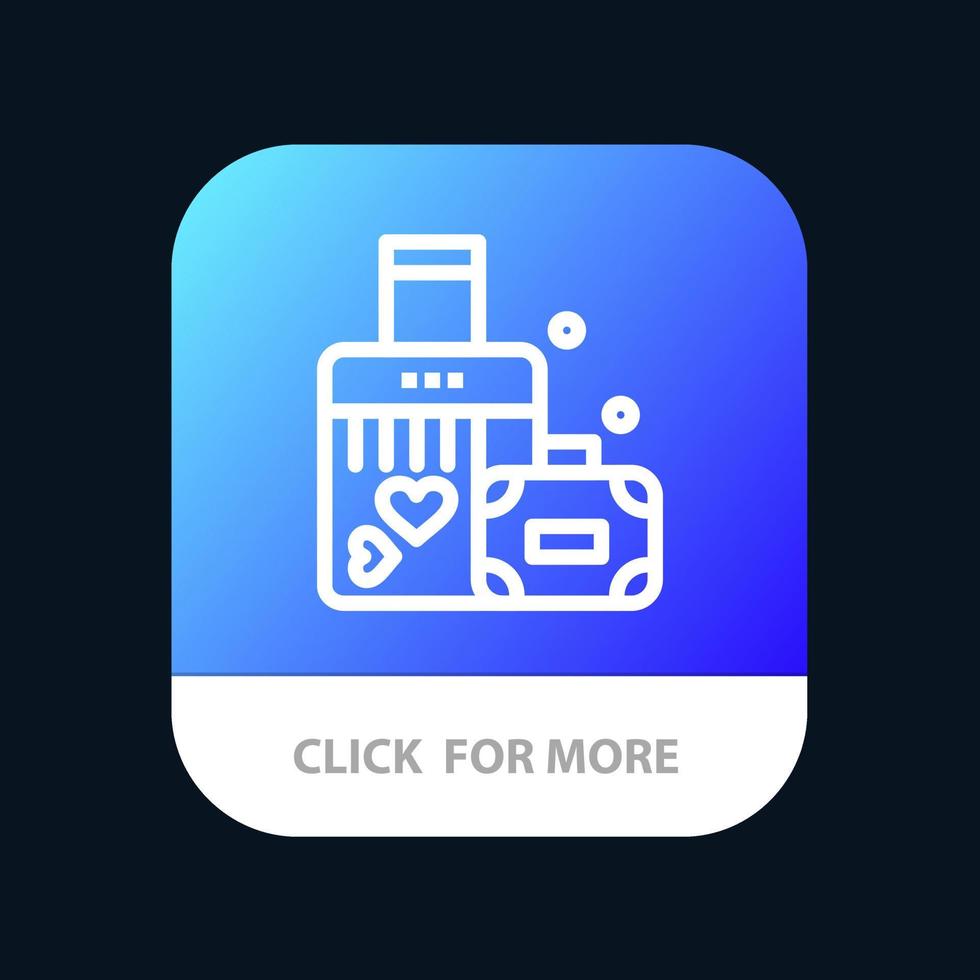 Briefcase Love Heart Wedding Mobile App Button Android and IOS Line Version vector