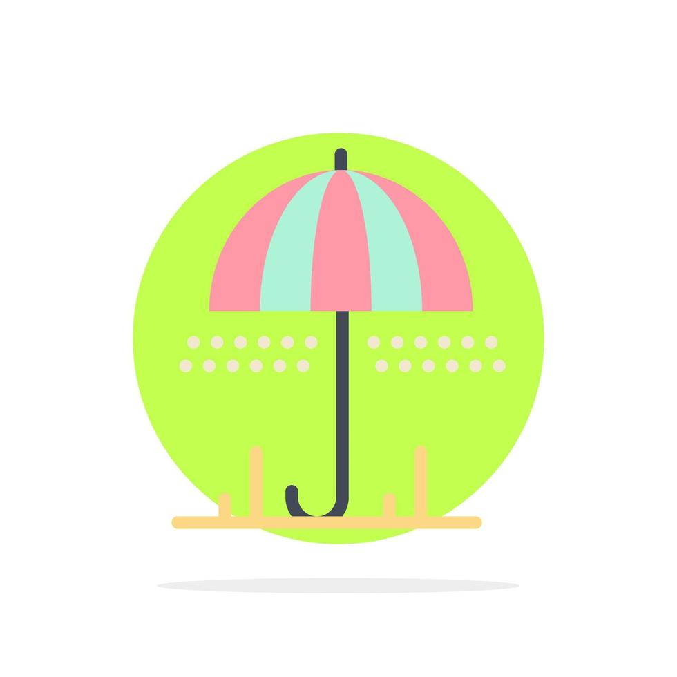 Rain Umbrella Weather Spring Abstract Circle Background Flat color Icon vector