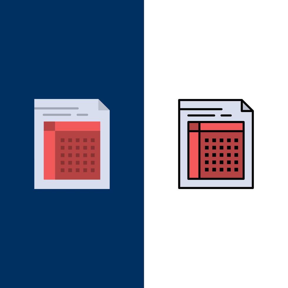 factura de auditoría formulario de archivo de documento hoja de papel de factura iconos planos y llenos de línea conjunto de iconos vector fondo azul
