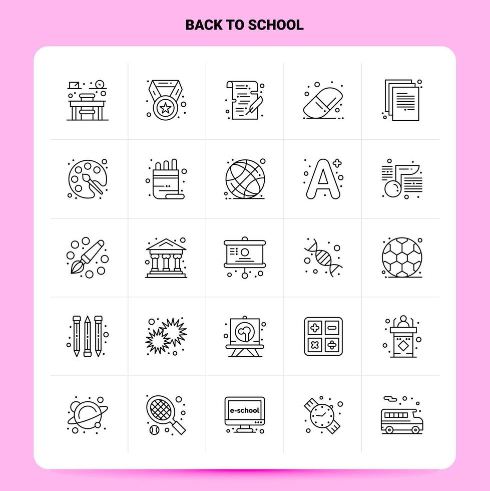 OutLine 25 Back To School Icon set Vector Line Style Design Black Icons Set Linear pictogram pack Web and Mobile Business ideas design Vector Illustration