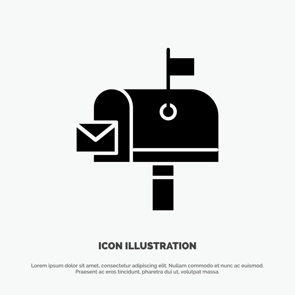 Mail Post Mailbox Post office solid Glyph Icon vector