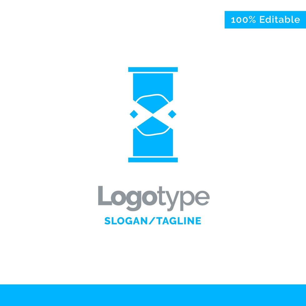 reloj de arena tiempo temporizador reloj arena azul sólido logotipo plantilla lugar para eslogan vector