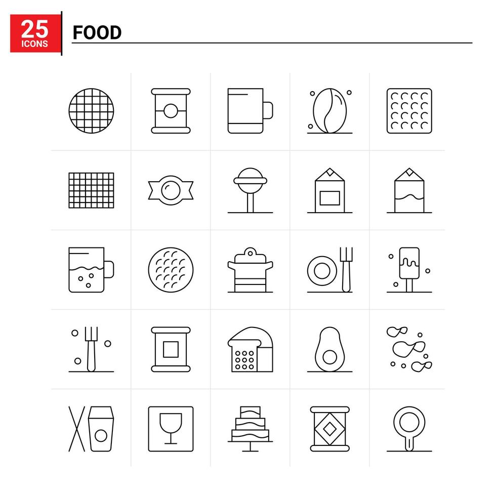 25 Food icon set vector background