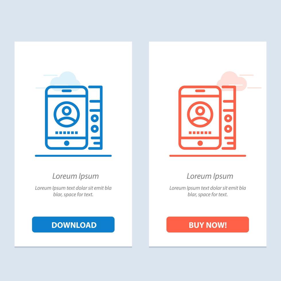 mobile Cell Service Phone  Blue and Red Download and Buy Now web Widget Card Template vector