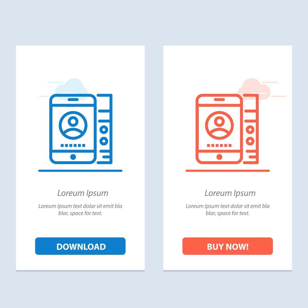 servicio celular móvil teléfono azul y rojo descargar y comprar ahora plantilla de tarjeta de widget web vector