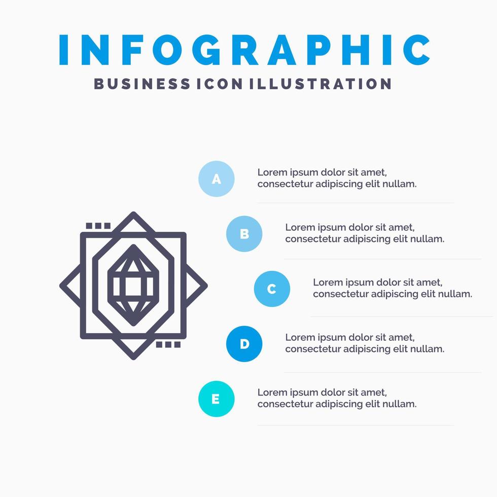 3d Core Forming Design Blue Infographics Template 5 Steps Vector Line Icon template