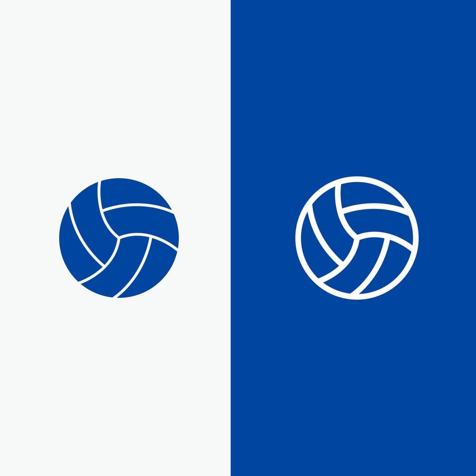 pelota voleibol voleibol deporte línea y glifo icono sólido bandera azul línea y glifo icono sólido bandera azul vector