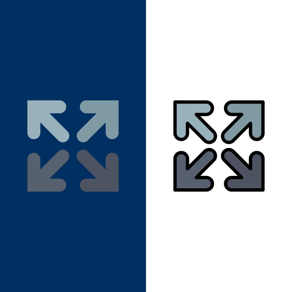 Arrow Direction Move  Icons Flat and Line Filled Icon Set Vector Blue Background