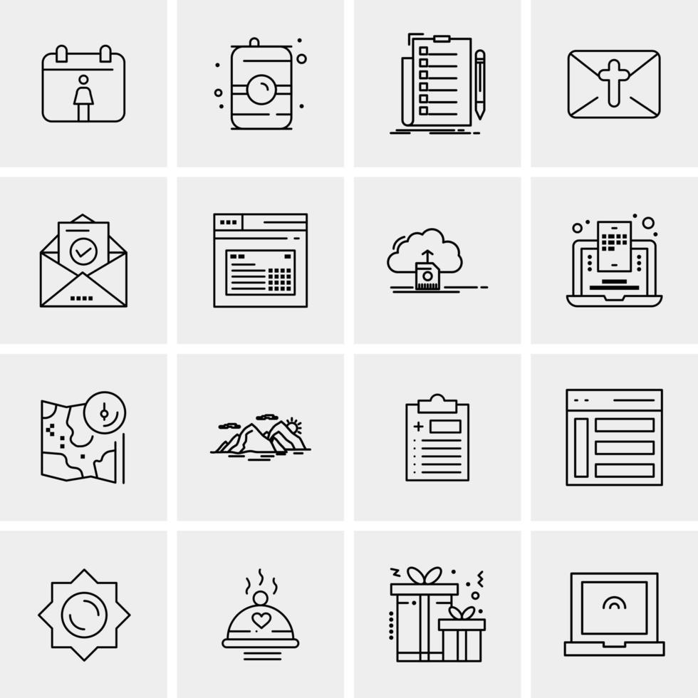 16 iconos universales de negocios vector ilustración de icono creativo para usar en proyectos relacionados con la web y dispositivos móviles