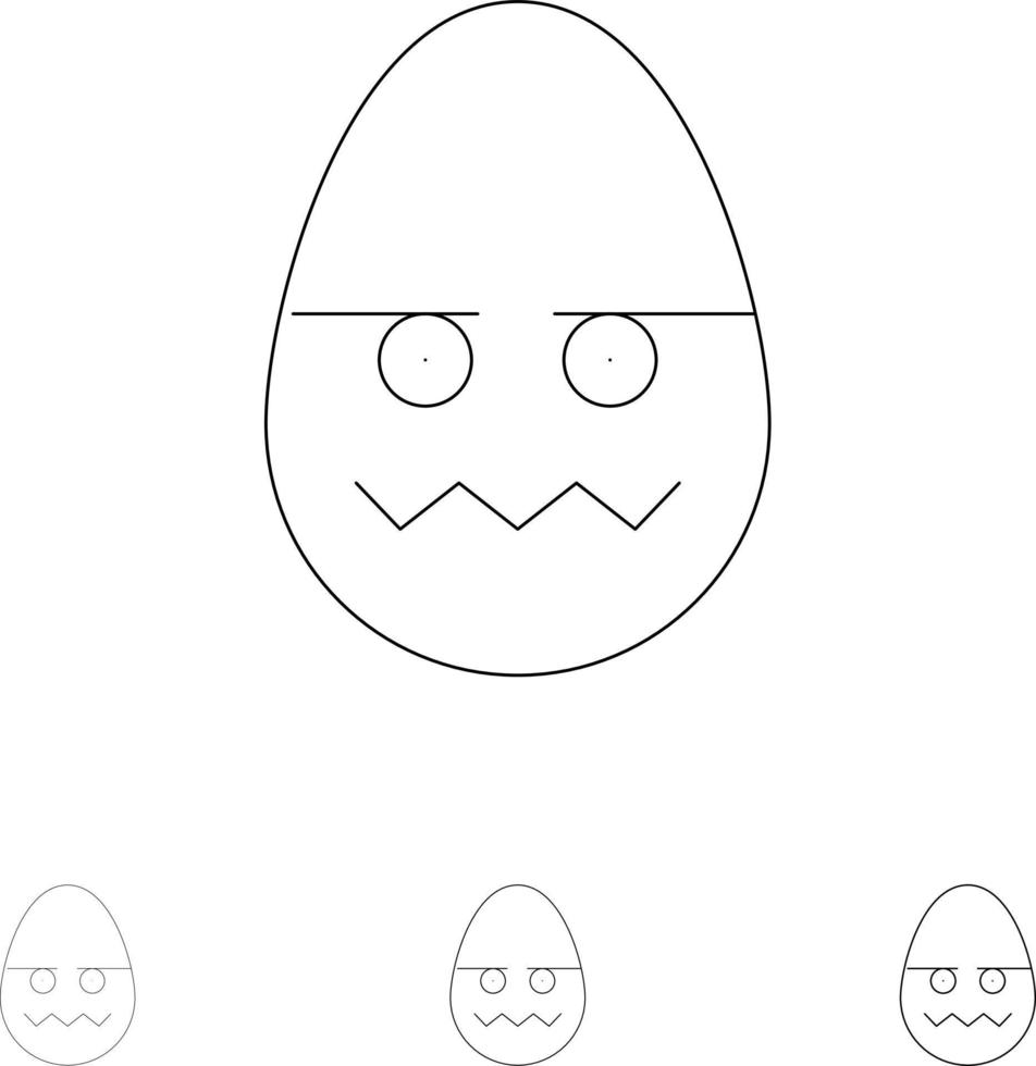 Celebration Decoration Easter Egg Bold and thin black line icon set vector