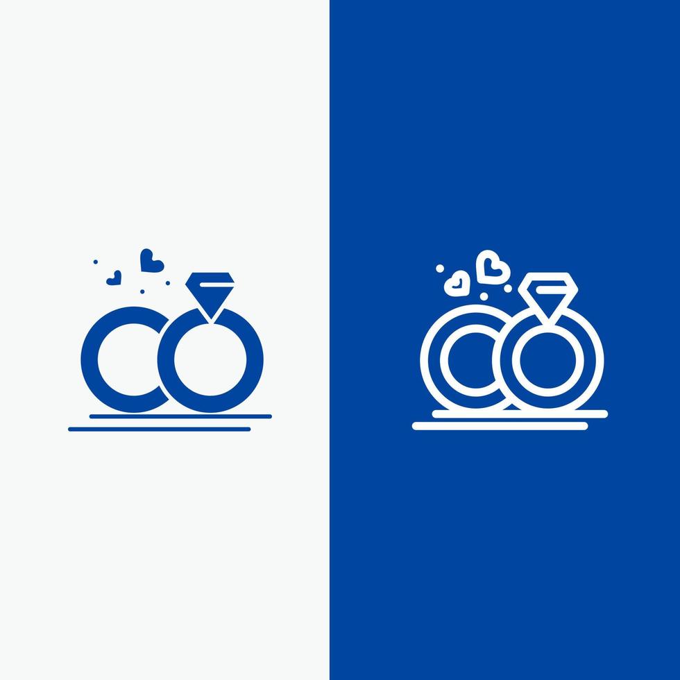 Ring Marriage Wedding Love Line and Glyph Solid icon Blue banner Line and Glyph Solid icon Blue banner vector