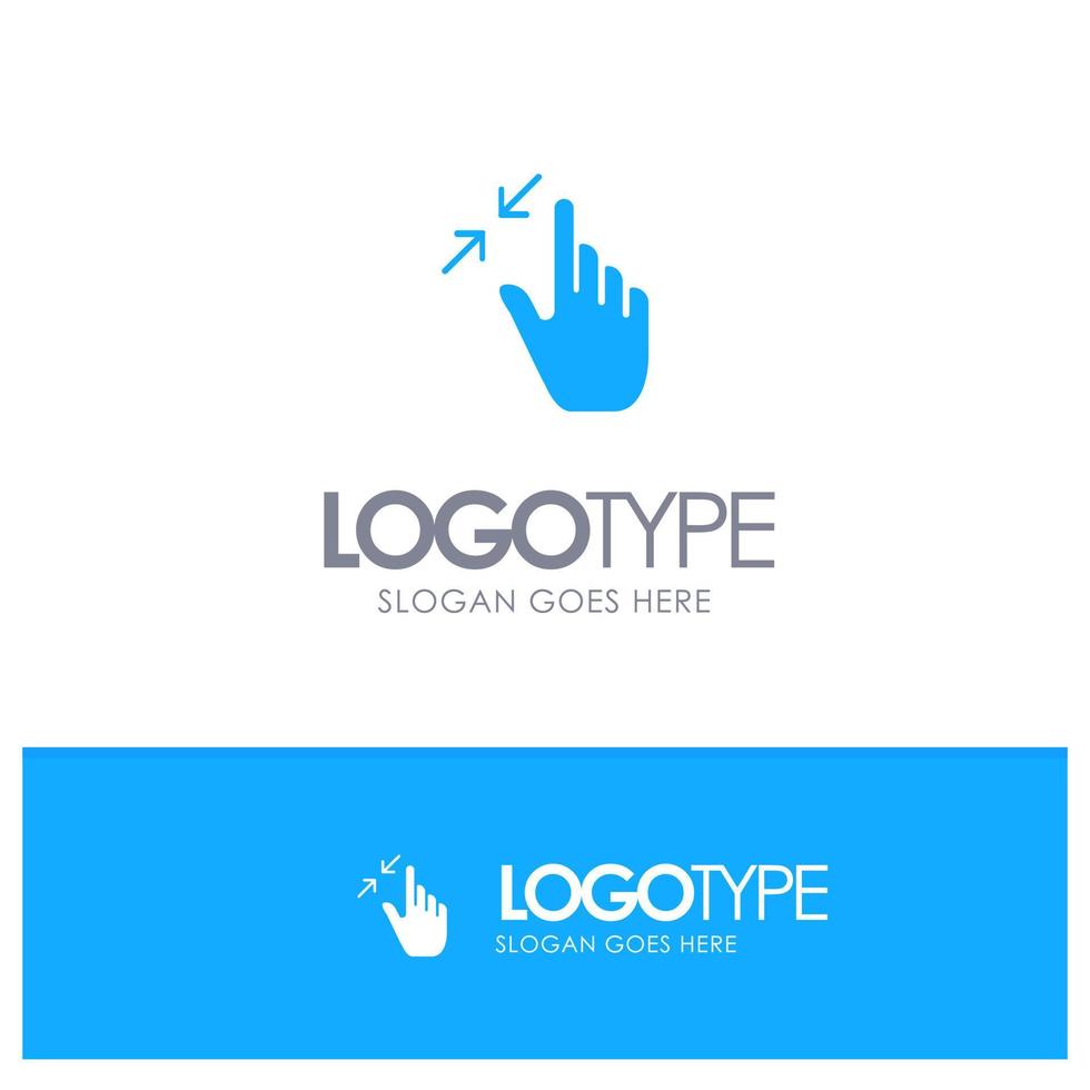 interfaz de gestos de contrato pellizco toque logotipo sólido azul con lugar para el eslogan vector