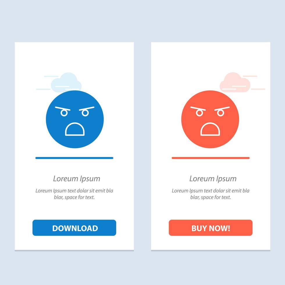 emojis emoción sensación débil azul y rojo descargar y comprar ahora plantilla de tarjeta de widget web vector