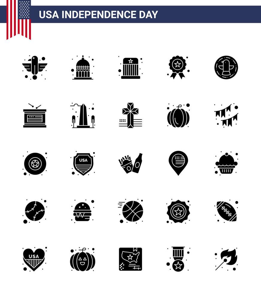 Solid Glyph Pack of 25 USA Independence Day Symbols of american independence day usa independece hat Editable USA Day Vector Design Elements
