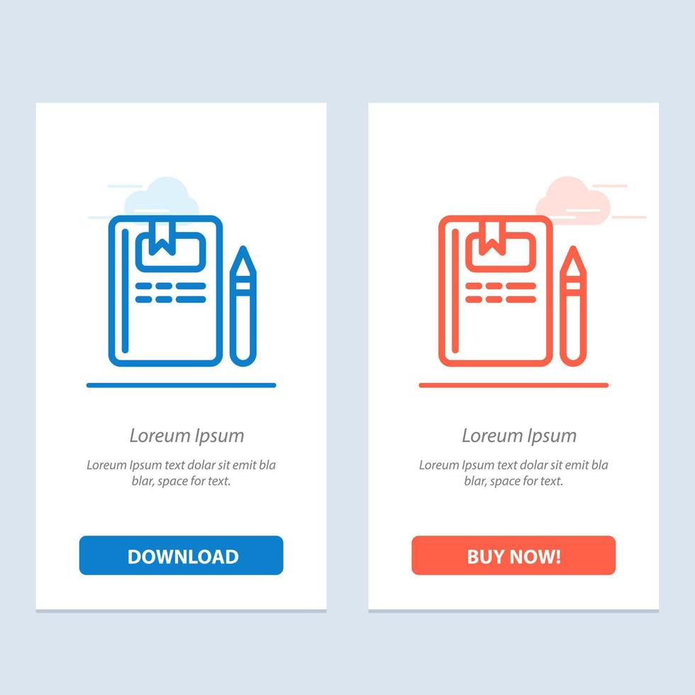 Book Education Knowledge Pencil  Blue and Red Download and Buy Now web Widget Card Template vector