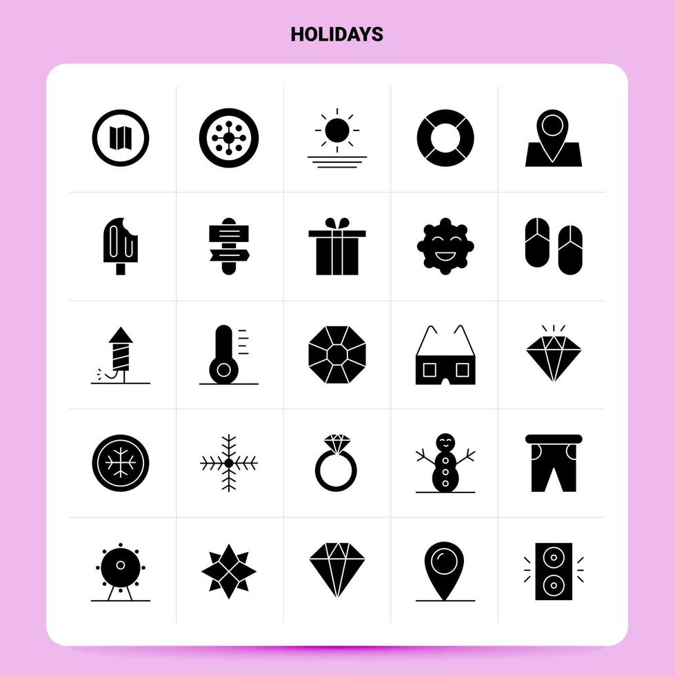 Solid 25 Holidays Icon set Vector Glyph Style Design Black Icons Set Web and Mobile Business ideas design Vector Illustration
