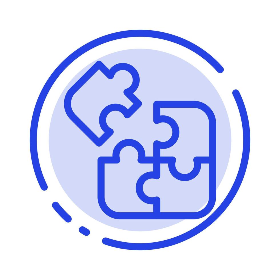 Jigsaw Puzzle Science Solution Blue Dotted Line Line Icon vector