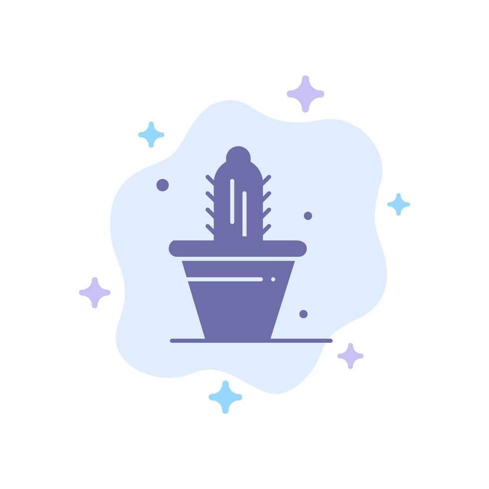 Cactus Nature Pot Spring Blue Icon on Abstract Cloud Background vector