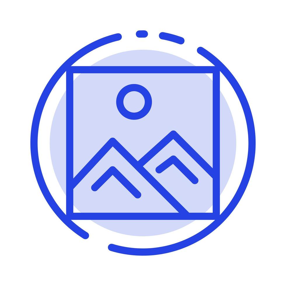 Frame Picture Image Education Blue Dotted Line Line Icon vector